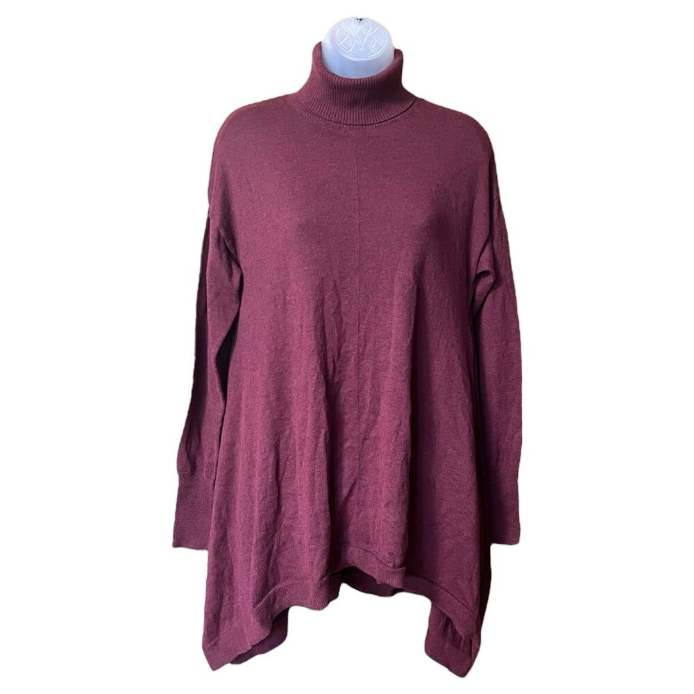 Mossimo Wool Blend Turtleneck Tunic Sweater Sharkbite Hem Sz S